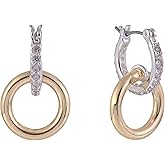 Daisy Fuentes Two Tone CZ Stone Hoop Earrings with Ring Drop