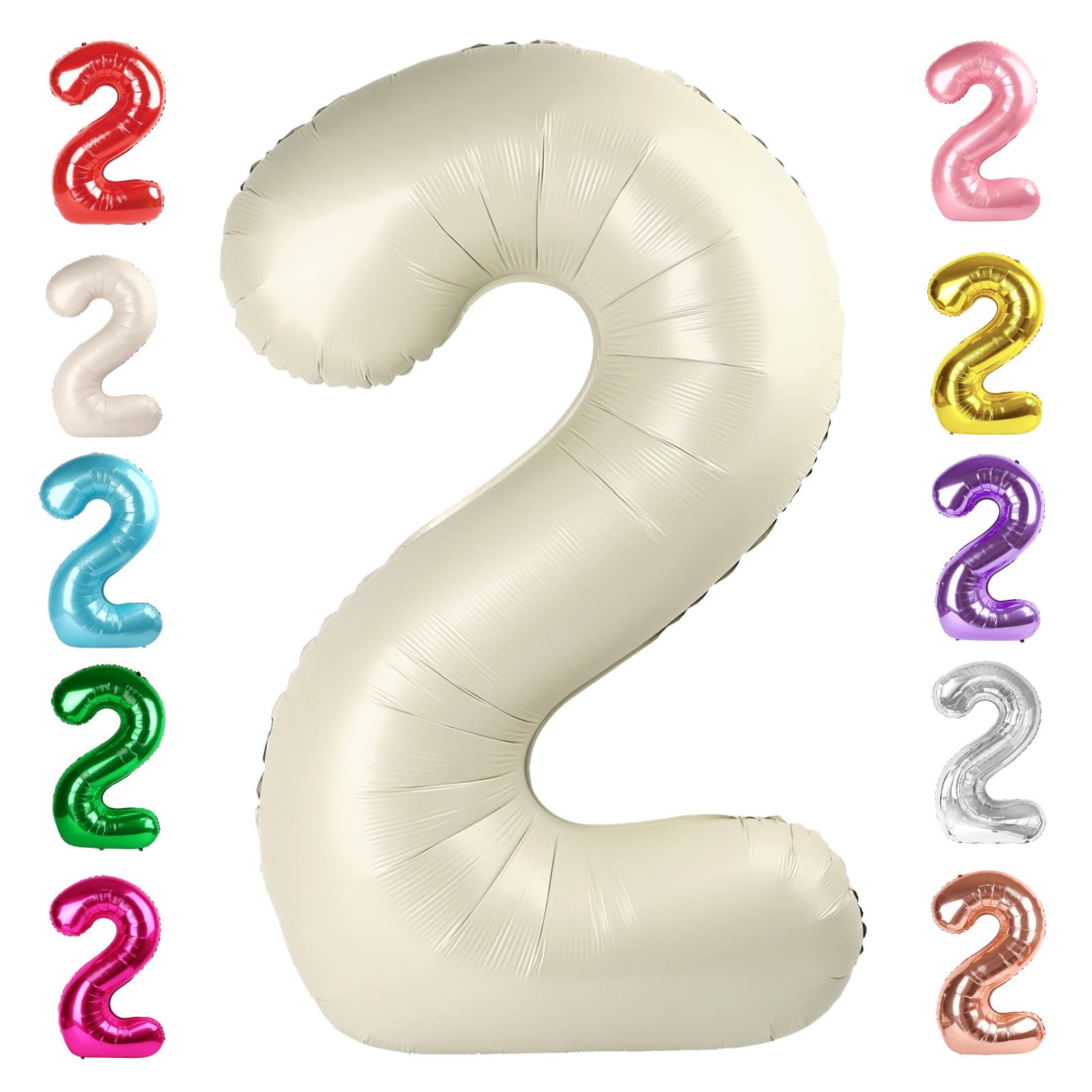 Photo 1 of 2 Numbers Balloon 40 Inch Cream White Two Balloon Number Birthday Decor, 2nd 12 21st Party Celebration Decorations Graduations Wedding Baby Shower