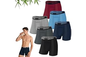 IGOLUMON Mens Underwear Boxer Briefs 6 Pack Breathable Bamboo Rayon Boxers for Men Soft Boxers Brief with Fly & 3D Micro-Mesh