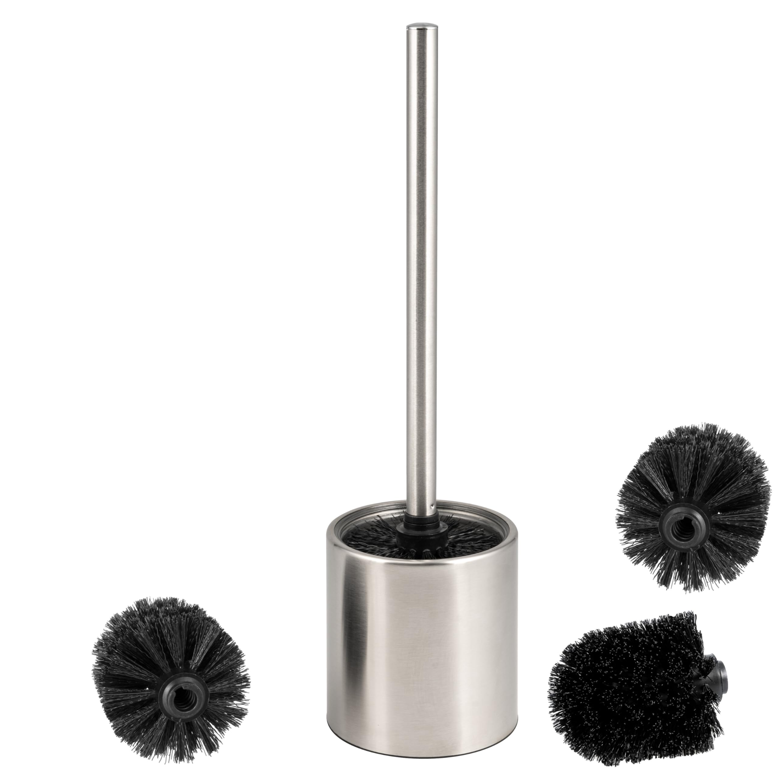 bremermann toilet set TIRANO, free-standing toilet brush with glass insert, incl. 3x replacement heads, stainless steel toilet brush for bathrooms and guest toilets