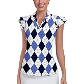 Soneven Womens Golf Shirts Ruffle Short Sleeve Polo Shirts Printed Moisture Wicking Tennis Shirts Golf Tops