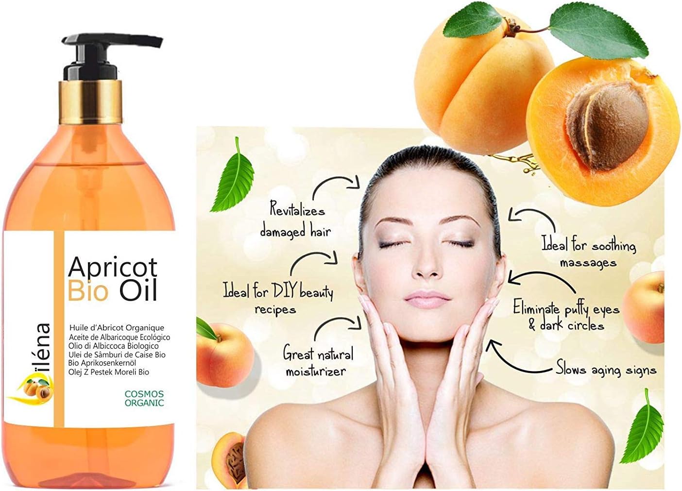 Oïléna Organic Apricot Kernel Oil 100% Pure, Natural, Vegan, No GMO - Image 4