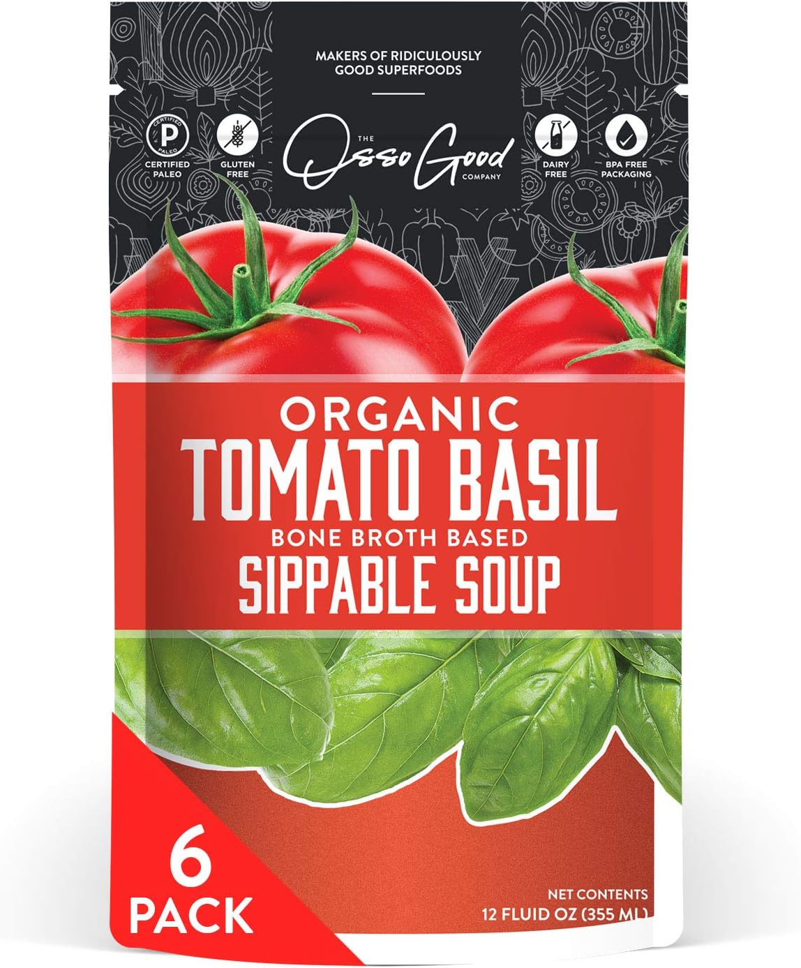 Osso Good Tomato Basil Soup, 6 - 12 Ounce Pouches, Ships Frozen