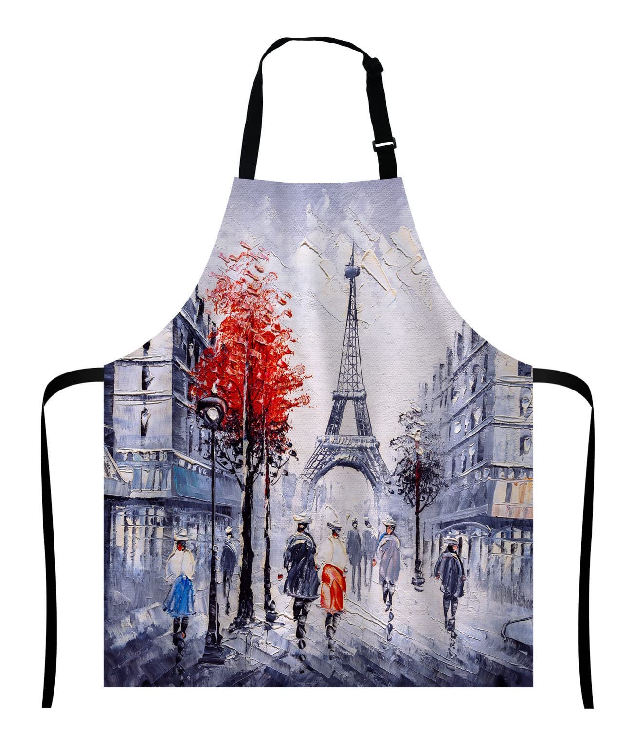 Wasach Eiffel Tower Apron, Oil Painting Paris Apron Home Kitchen Waterproof Cooking Baking Gardening for Women Men