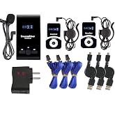 EXMAX ATG-100T 195MHz Wireless Microphone Audio Tour Guide System Simultaneous Interpretation Equipment Interpreting Translator in Ear for Social Distancing Churches (1 Transmitter 2 Receivers)