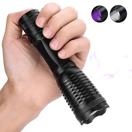 Eageroo Linterna UV Luz Lámpara 2 IN 1, 5 Modos Ultravioleta LED Linterna 395nm 500