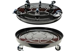 Kaoolaa Plant Caddy with Wheels 20 Inch 1 Pack, Heavy Duty Metal Plant Stand & Dolly with Lockable Casters, Holds 310 lbs for Indoor Outdoor Large Flower Pots, Black