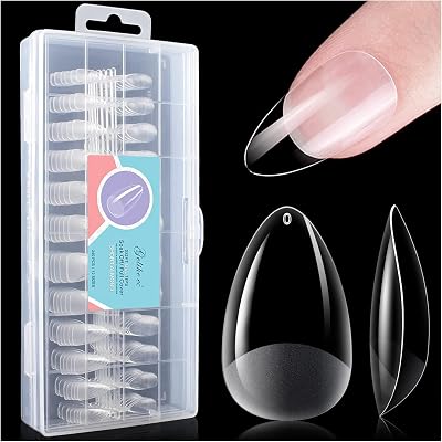 gelike ec Gel Nail Tips Kit 240PCS Clear Full Cover Almond Shape 12 Sizes