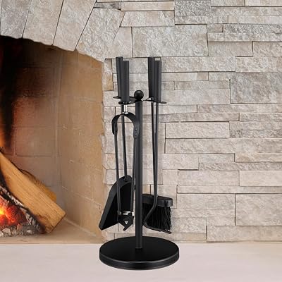 HomeZone Fireplace Companion Set 5-Piece Tool Kit With Stand 49cm