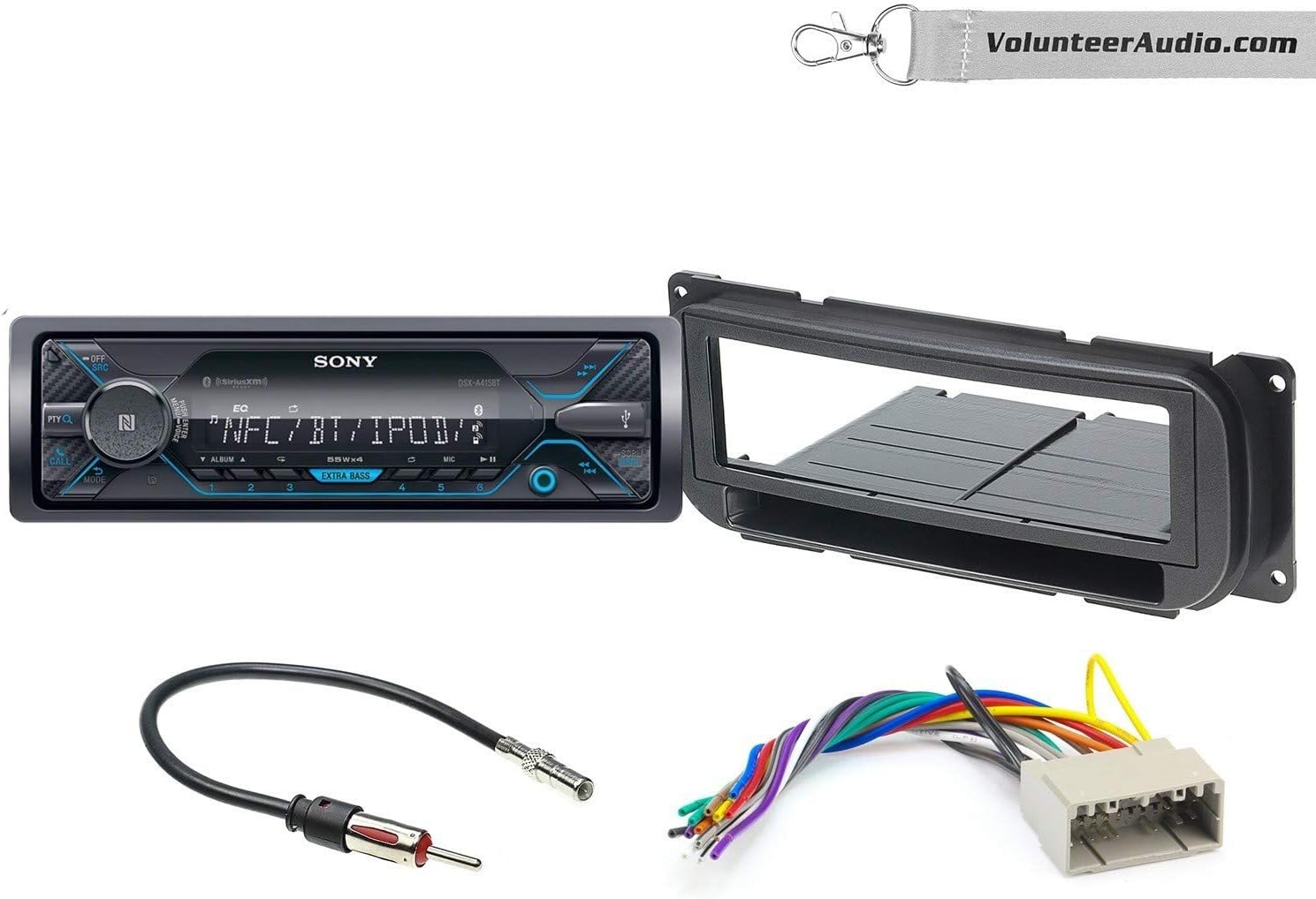 Sony DSX-A415BT Single Din Radio Install Kit With Sirius XM Ready, NO CD Player, AUX/USB Fits 2002-2010 Dodge Ram, Durango, Jeep Wrangler