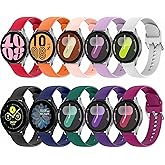 10 Pack Bands Compatible with Samsung Galaxy Watch 7/6/5/4 40mm 44mm/ Watch 4 6 Classic/Watch 5 Pro, Active 2 Band, 20mm Soft Silicone Sport Strap Wristbands for Women Men