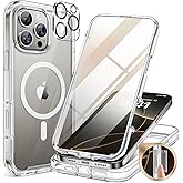 Miracase Magnetic for iPhone 16 Pro Case Full-Body Phone with Built-in Glass Screen Protector, [Compatible with MagSafe] Military Drop Proof 16 Pro Cover Bumper 6.3 inch, Clear