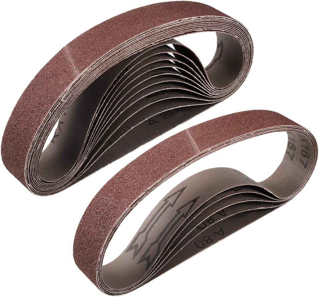 uxcell 1" x 21" 80 Grit Sanding Belt Aluminum Oxide Sandpaper Belts for