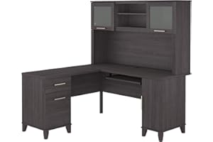 BUSH FURNITURE Bush SET002SG Somerset 60-Inch W L-Shaped Desk with Hutch, Storm Gray