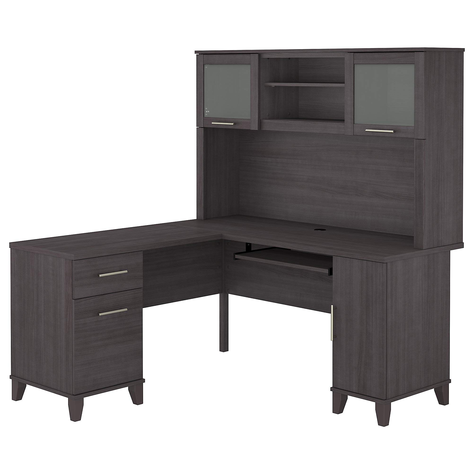 View 1 of ***(PART ONLY -SELLING AS IS)*** Bush Furniture Somerset 60W L Shaped Desk with Hutch in Storm Gray