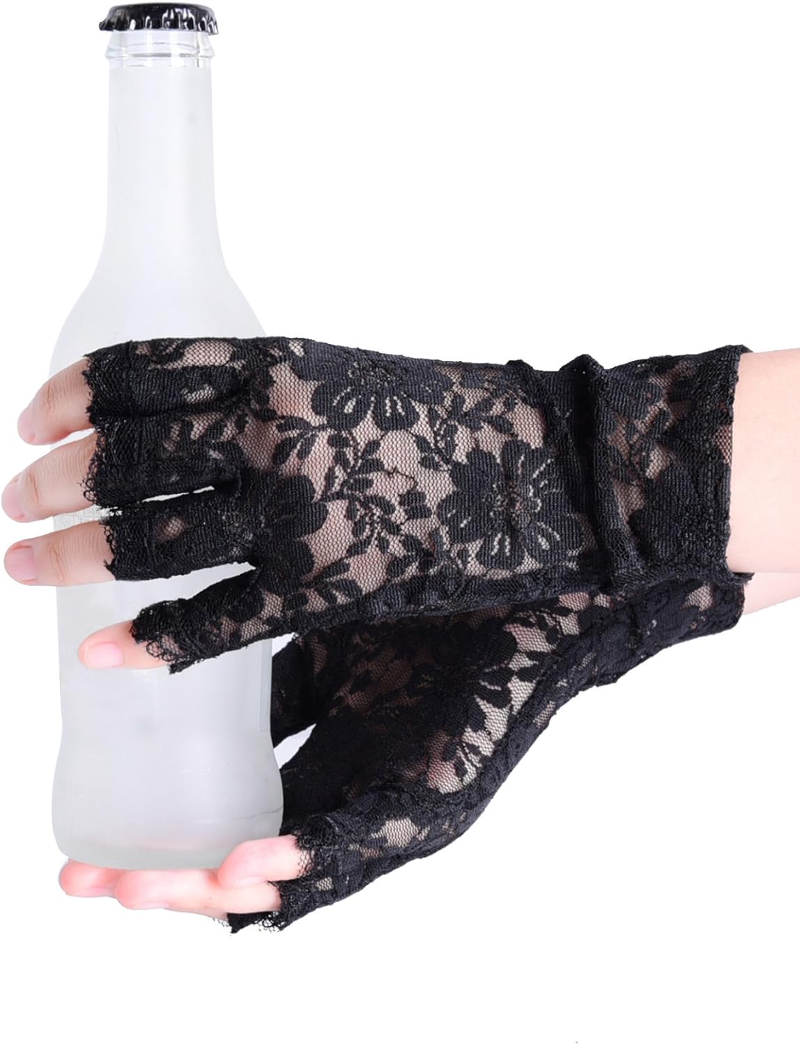 BBTO 3 Pairs 80s Lace Fingerless Gloves Costume Gloves for Christmas Accessory (Black): Clothing