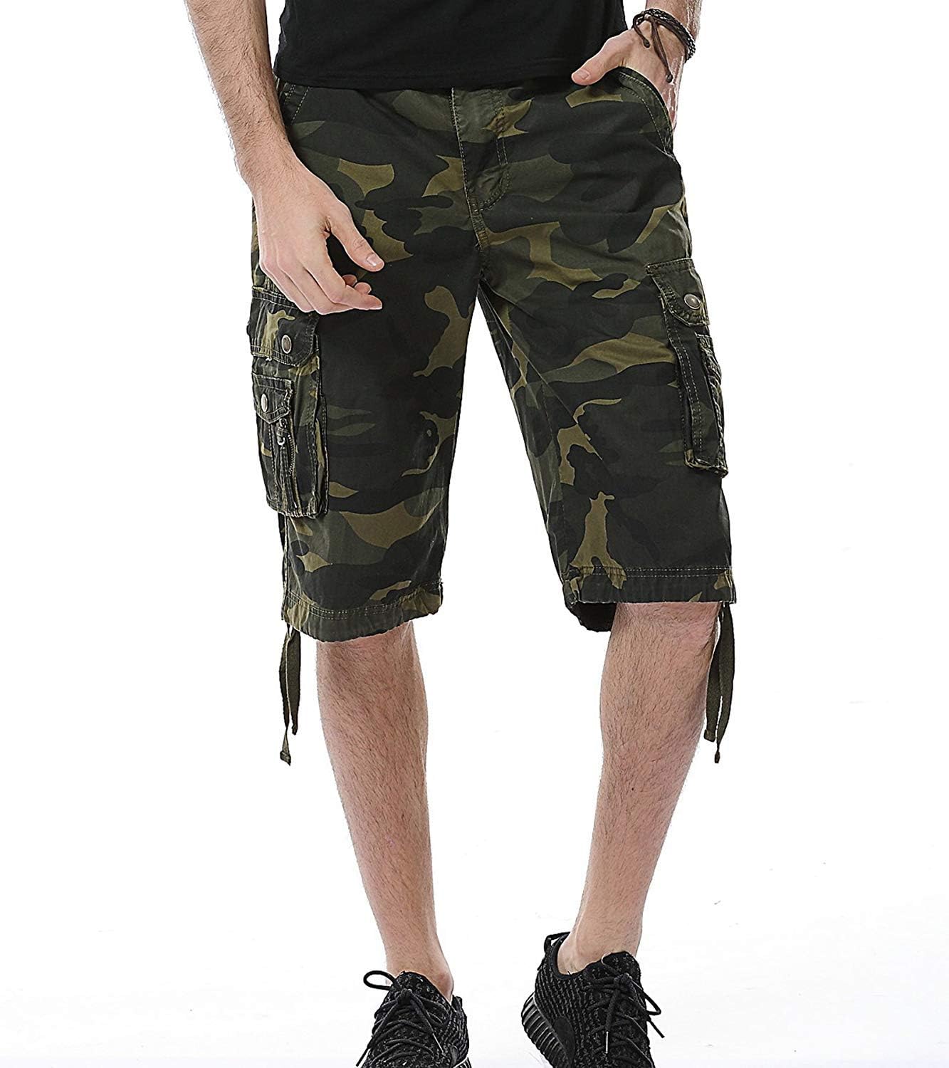 HSRKB Camouflage Cargo Short Long Shorts for Men Without Belt