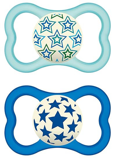 MAM 68299511 Air Night Silikon schnuller, 16+ Jungen, blau, design sortiert