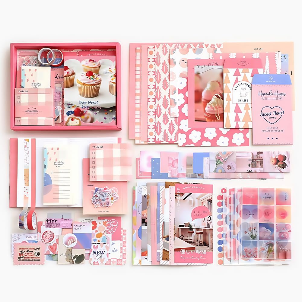 MyrkalaToy 155pcs Kids Journals for Girls DIY Journal Kit for Girls Diary Teenage Girls Gifts Age 4-12 Girls Toys Craft Kits for Kid Toy Scrapbook Diary Birthday Gifts Notebook Stationary Set