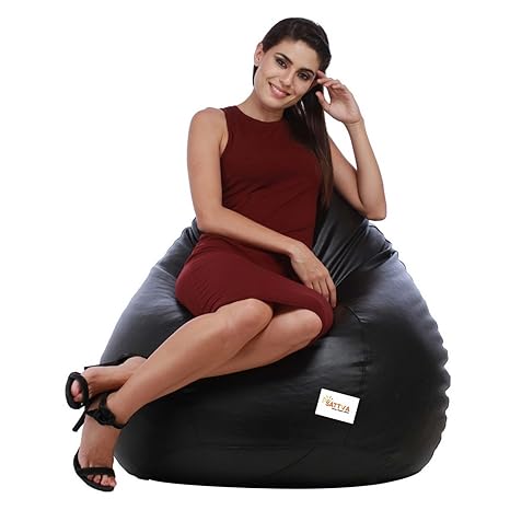 Sattva Classic Bean Bag filled with beans - XXL Size - Black Colour
