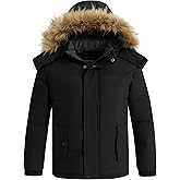 Wantdo Boy's Warm Winter Coat Waterproof Thicken Puffer Jacket with Removable Fur Hood