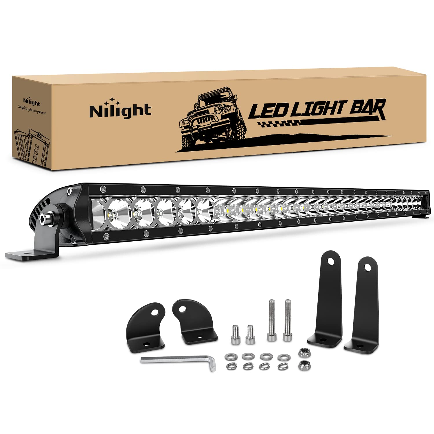Photo 1 of Nilight - 40005C-A 31inch 150W Spot & Flood Combo Single Row 14500LM Off Road LED Fog & Driving Roof Bumper Light Bars for Jeep Ford Trucks Boat, 2 Years Warranty