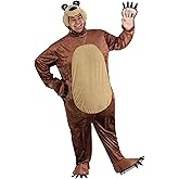 Fun Costumes Masha and The Bear Men's Bear Costume - Jumpsuit, Hood, Mitts, Shoe Covers