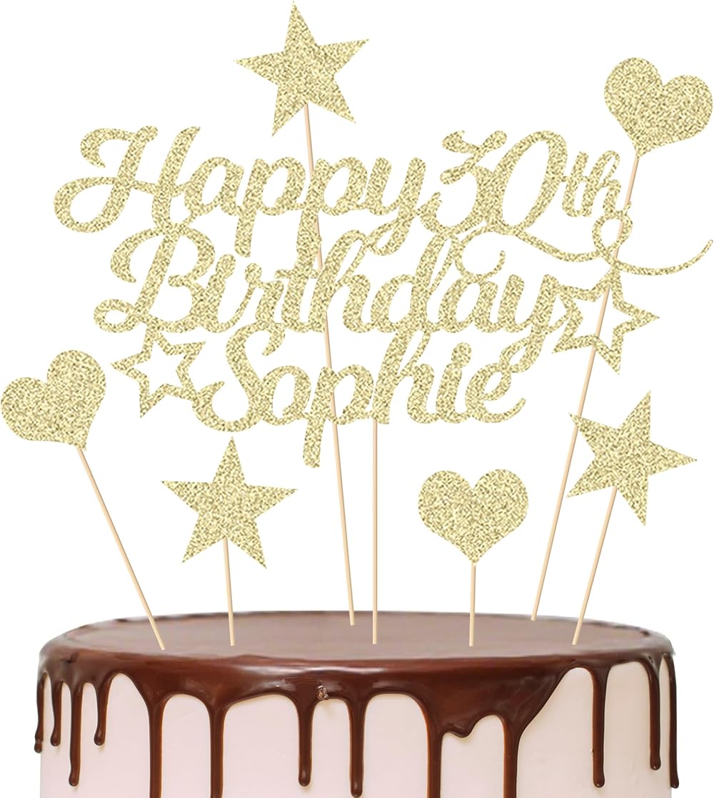 EDS G Personalised Happy Birthday Cake Topper Glitter Card