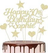 EDS G Personalised Happy Birthday Cake Topper Glitter Card