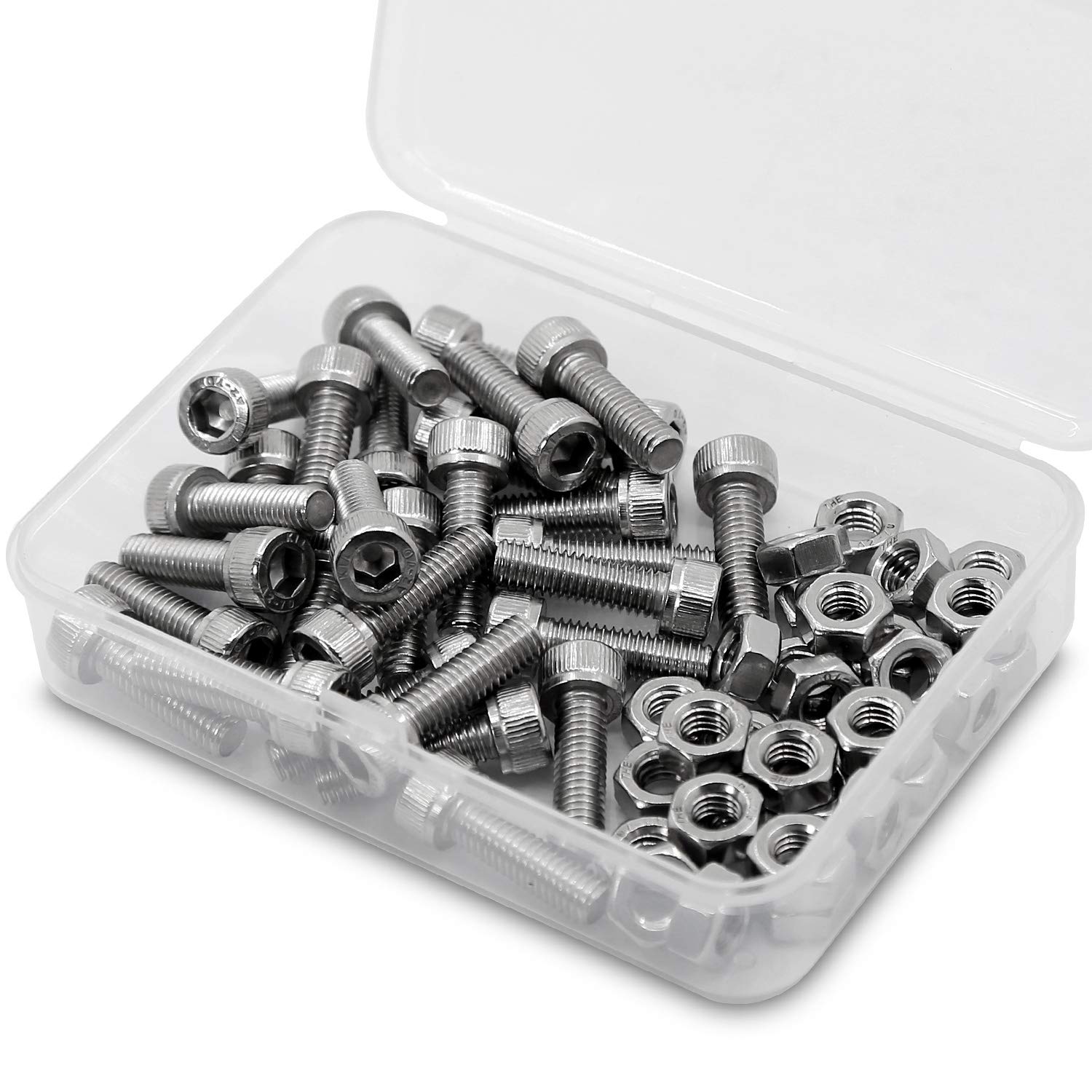 M6-1.0 x 16mm 40PCS Socket Head Cap Screws Bolts and Nuts Set 304 Stainless Steel 18-8 Allen Socket Drive