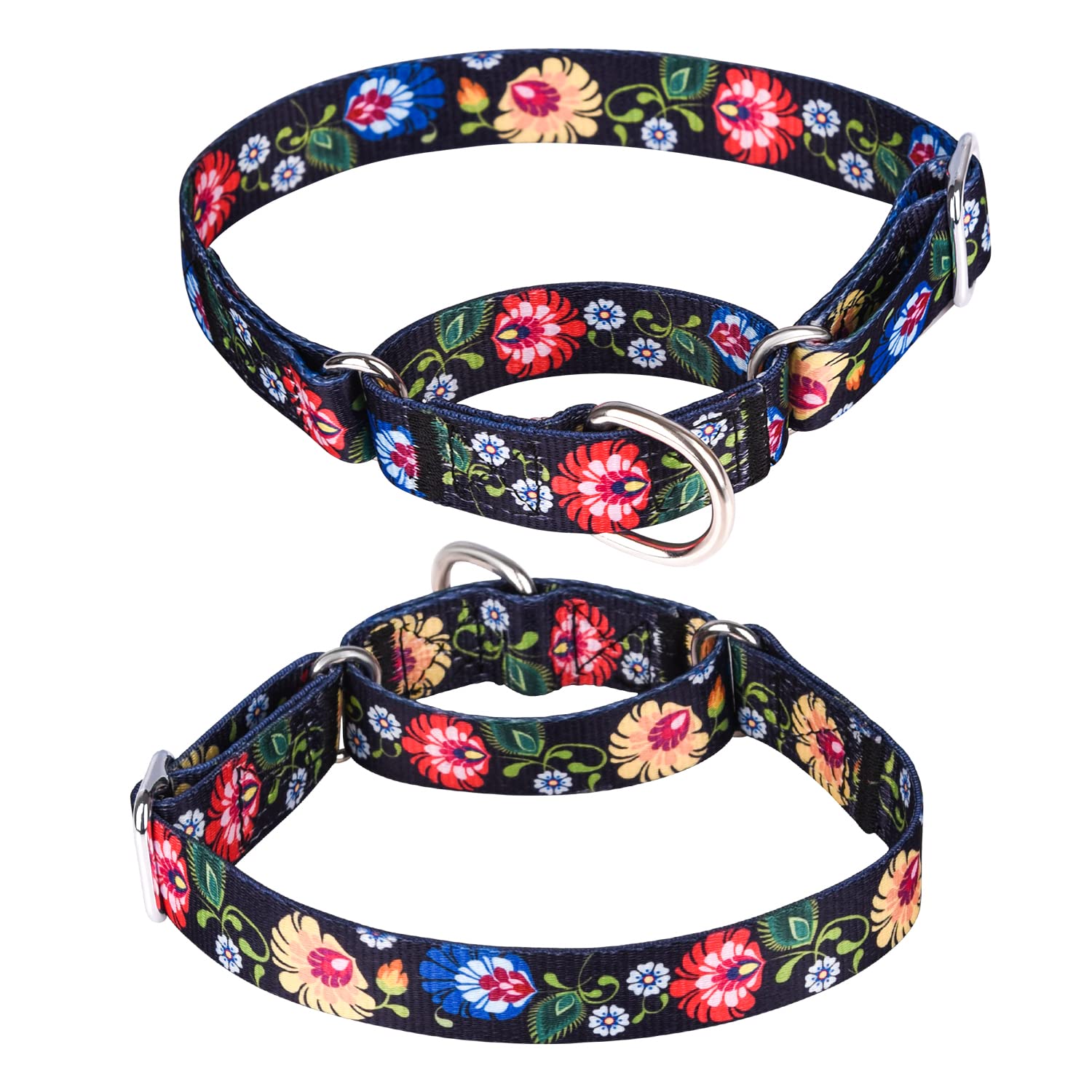 haoyueer Heavy Duty Nylon Adjustable Martingale Dog Collar for Walking Training Boy and Girl Dogs (L:45-53CM, Black)