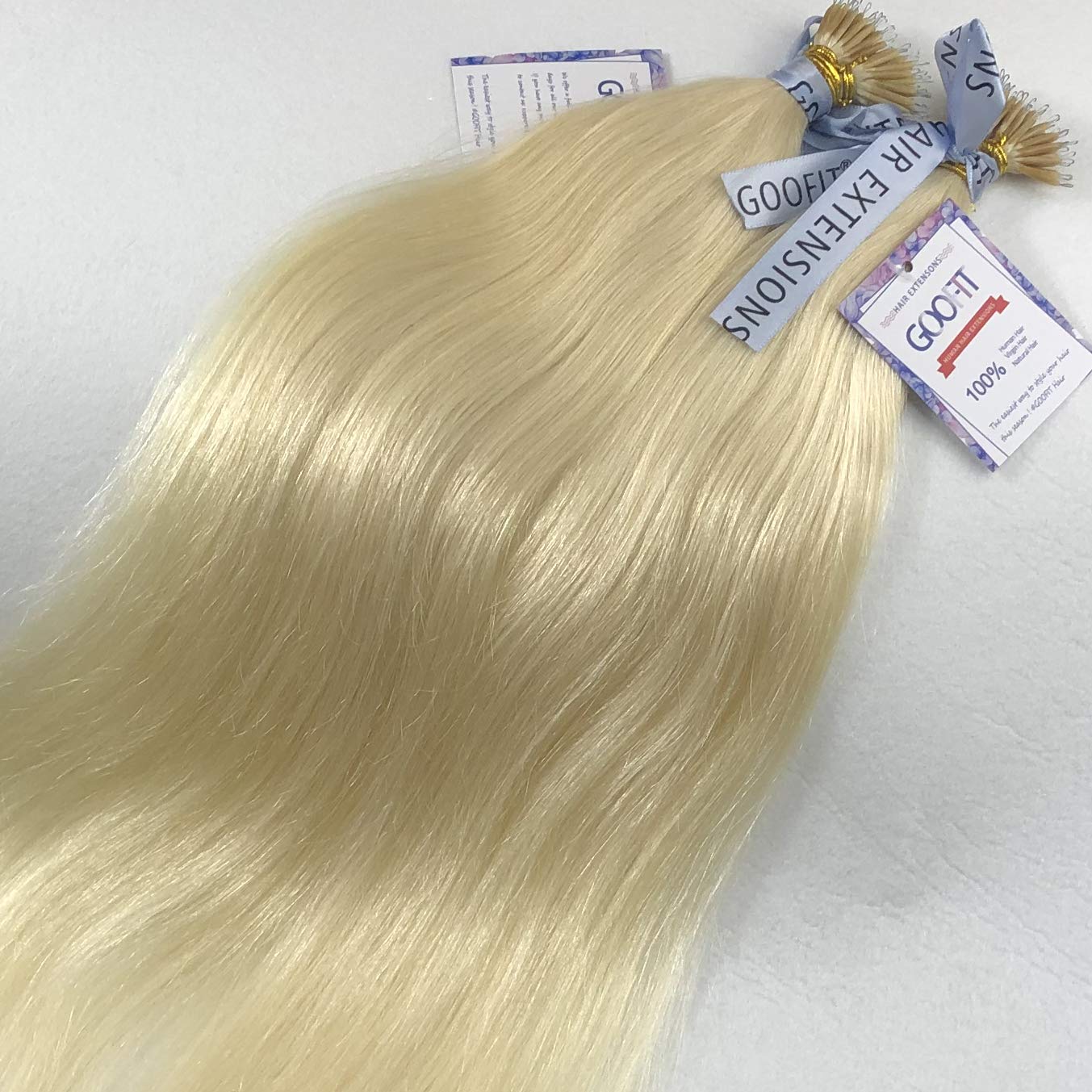 GOOFIT Nano Tip Hair Extensions Nano Beads Human Hair Remy Hair Nano Ring - 1g/s, 50s/pack - (22" #60 Platinum Blonde)