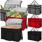 AVLA 3 Pack Insulated Food Delivery Bag, 77L XXX-Large Reusable Grocery Tote Insulation Bag, Collapsible Commercial Food Warmer Cooler Bags with Strong Handle Zipper for Catering, Shopping, Travel