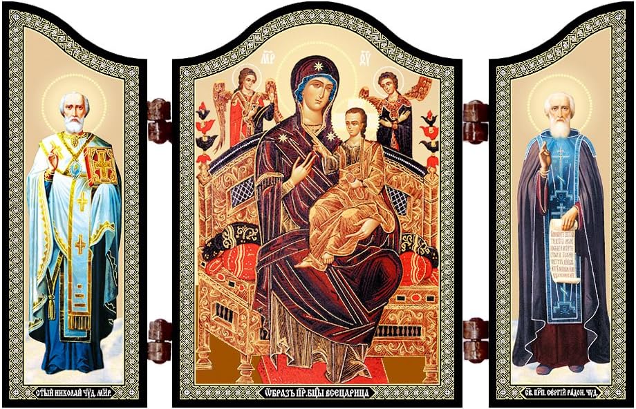 NKlaus 1448 Mother of God All Kings Wood Triptych Orthodox Icon Vsecarica, Gm All K?nigen, 8L x 1W cm