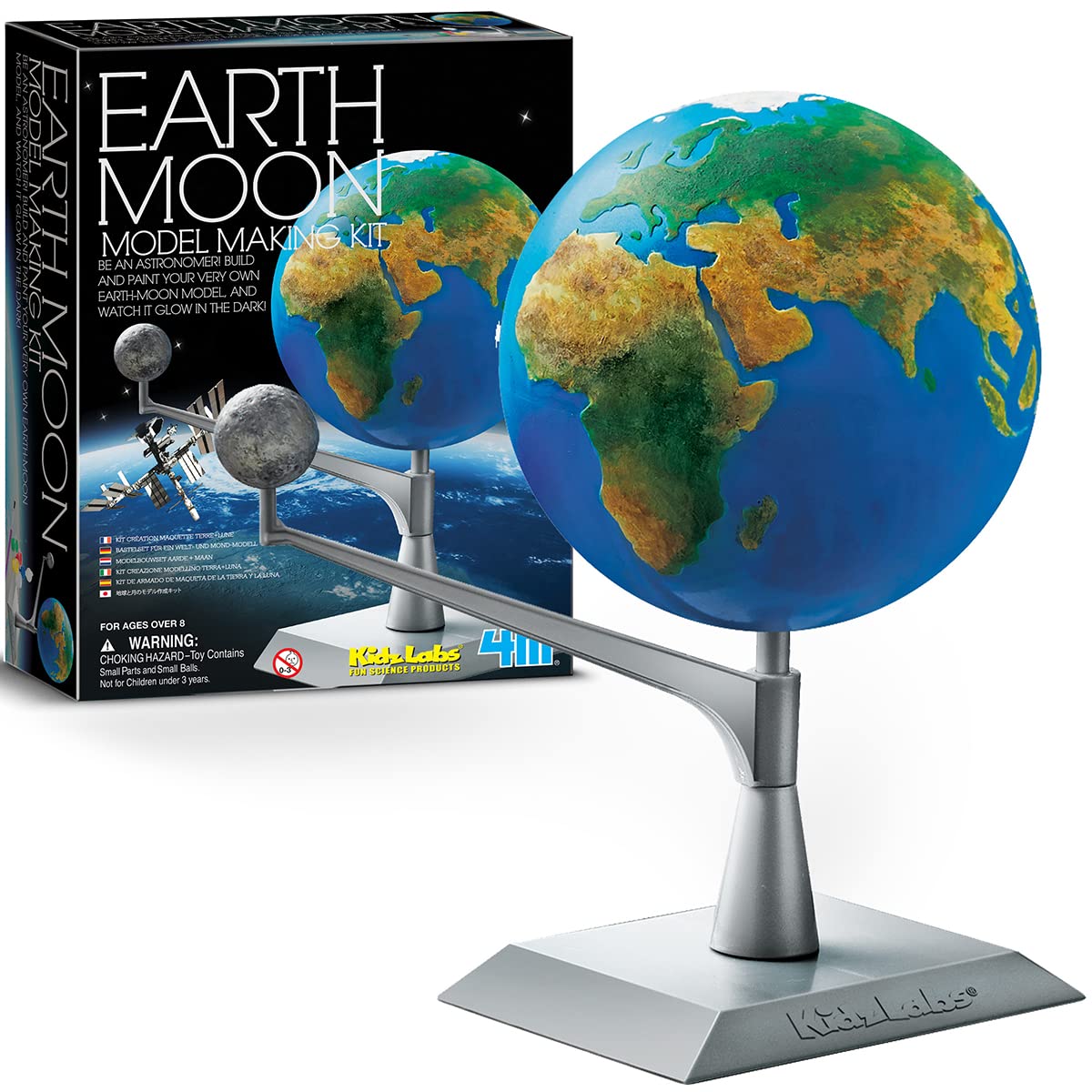 4M Kidzlabs Earth & Moon Model Kit – STEM Toys Science Lab DIY Orbit Planetarium Educational Gift