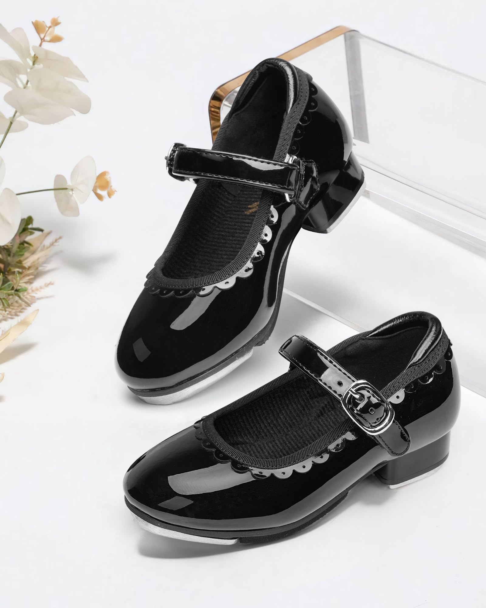 Stelle Tap Shoes for Girls Toddler Dance Shoes Easy Strap Scallop Design (Toddler/Little Kid/Big Kid)