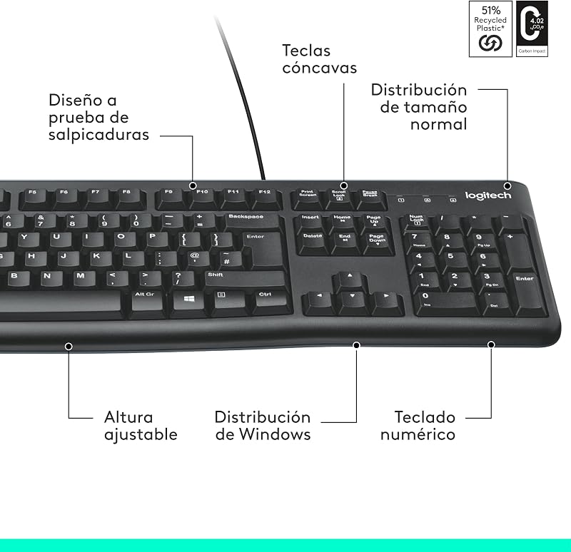 Teclado com fios K120 para Windows
