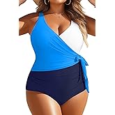 Yonique Plus Size One Piece Swimsuits for Women Tummy Control Bathing Suits Full Coverage Swimwear