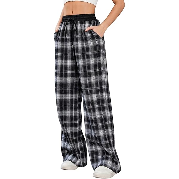 GuoChe Mens Pajama Bottoms Gingham Pastel Pink White Check Pajama