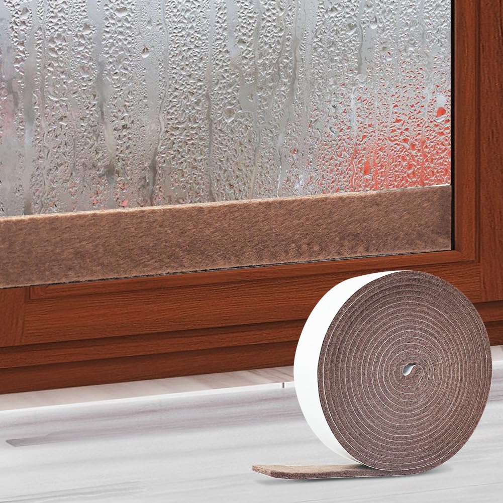 FuKuEn Window Condensation Absorbers Strip Window Drip Strip Used to Absorb Moisture and Keep Dry Condensation Tape Brown Protect Wooden Frames from Damp Damage 3cm*4m