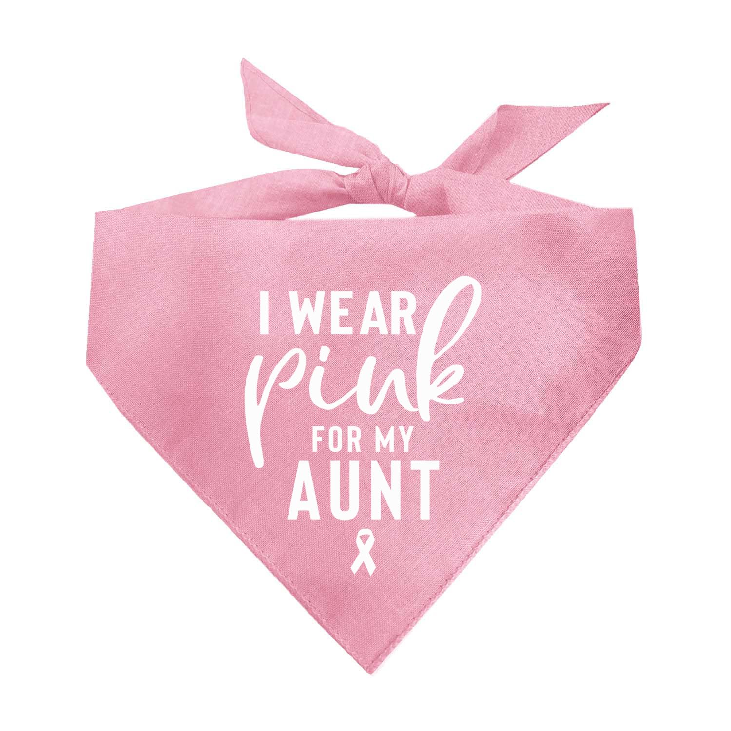 Tees & Tails I Wear Pink for My Aunt Support Breast Cancer Awareness Dog Bandana (Hot Pink Or Baby Pink)