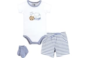Hudson Baby Unisex Baby Bodysuit, Short and Sock, 3-Piece Set