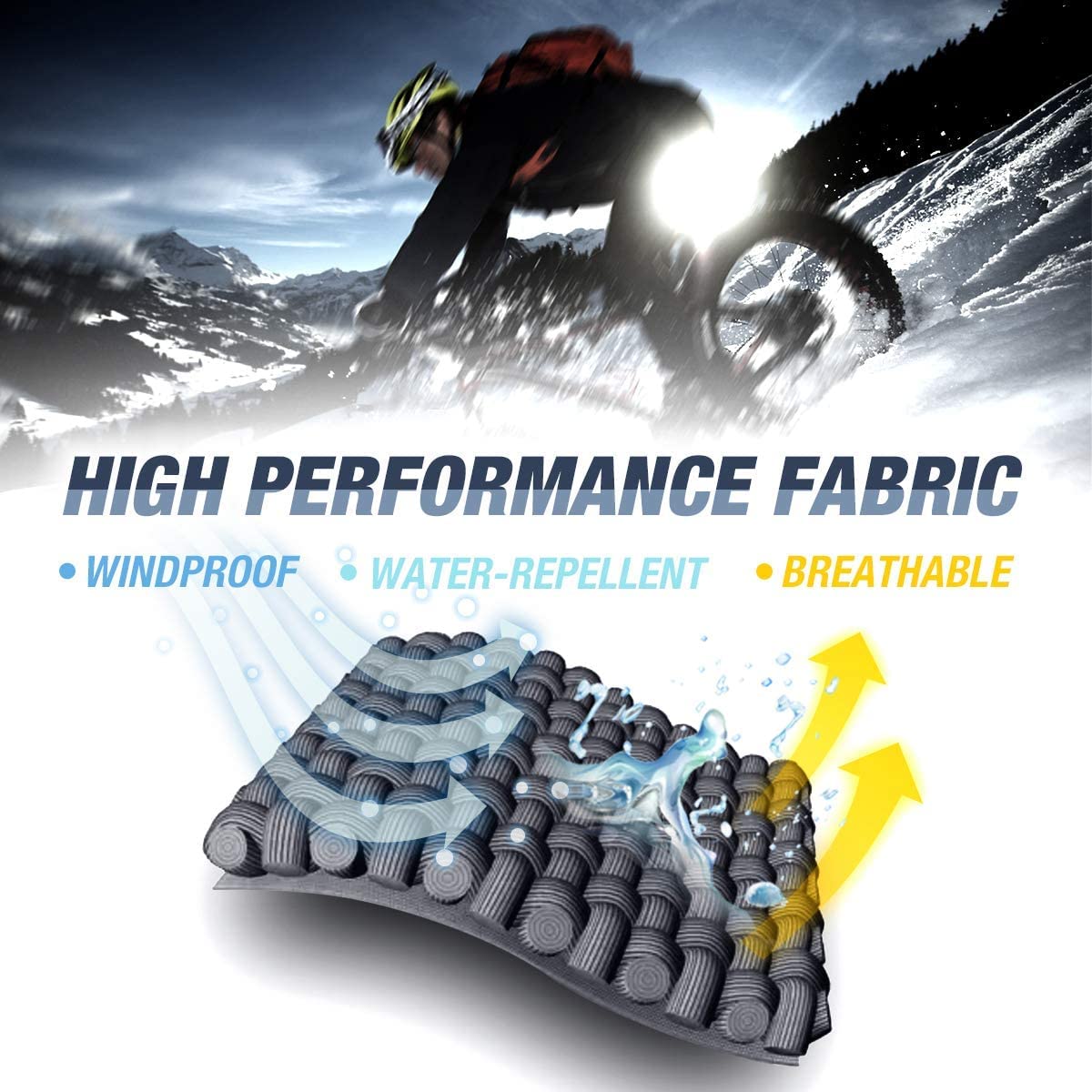 Souke Sports Winter Herren Fahrradhose Lange Thermo Outdoorhose mit Fleecefutter - Winddicht -Atmungsaktiv-Wasserabweisend Softshellhose 3