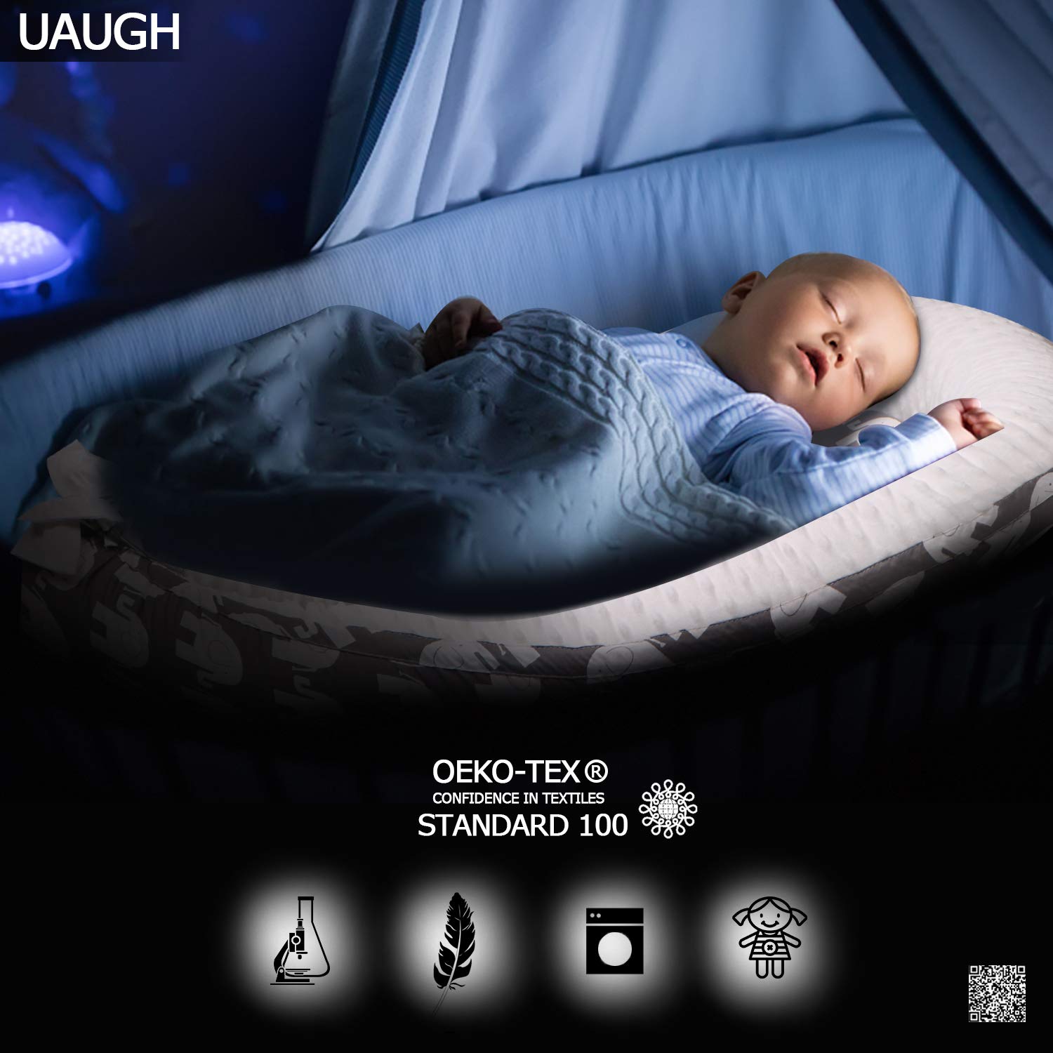 UAUGH Baby Lounger Nest – Deluxe Baby Nest Sleeper – Snuggle Nest for Infants – Skin-Friendly and Breathable – Comfortable and Cute Baby Lounger Pillow – Ideal for Crib, Outdoors, Bedroom: Baby