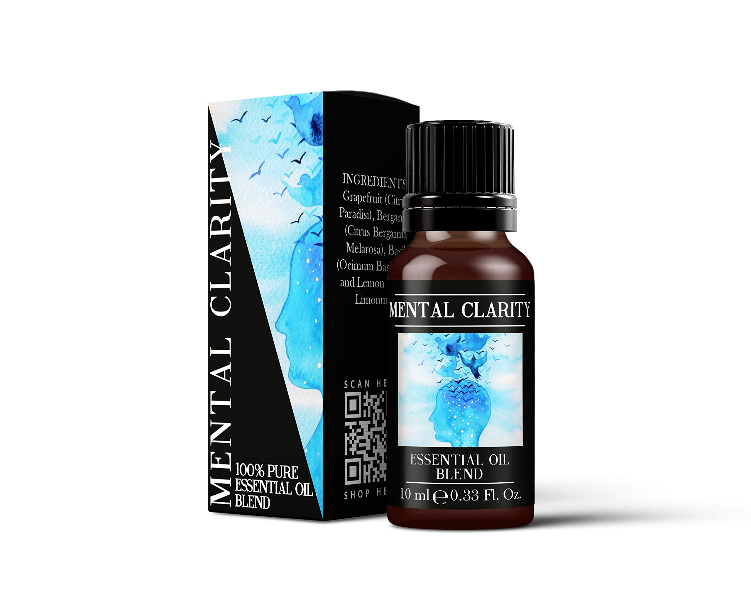 Mystix London | Mental Clarity Pure & Natural Essential Oil Blend 10ml - for Diffusers, Aromatherapy & Massage Blends | Perfect as a Gift | Vegan, GMO Free