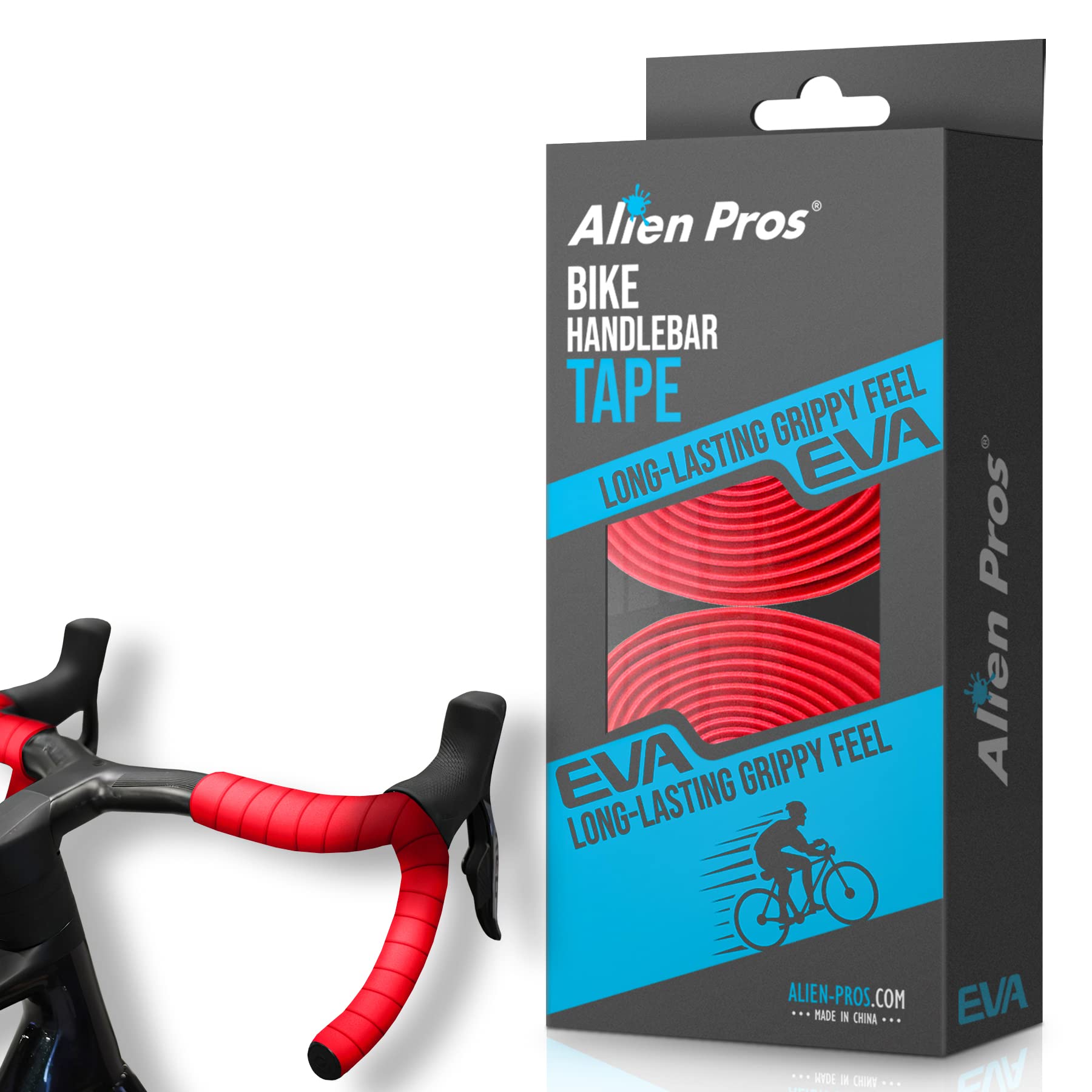 Alien Pros Bike Handlebar Tape EVA (Set of 2) Red - Enhance your bike grip with these bicycle handle bar tape - Wrap your bike for an awesome comfortable ride (Set of 2, RedO