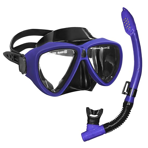 Sporzin Schnorchelset Schnorchelmaske Easybreath Tauchmaske Schnorchelset Erwachsene Dry Schnorchel Tauchset mit Anti-Leck An
