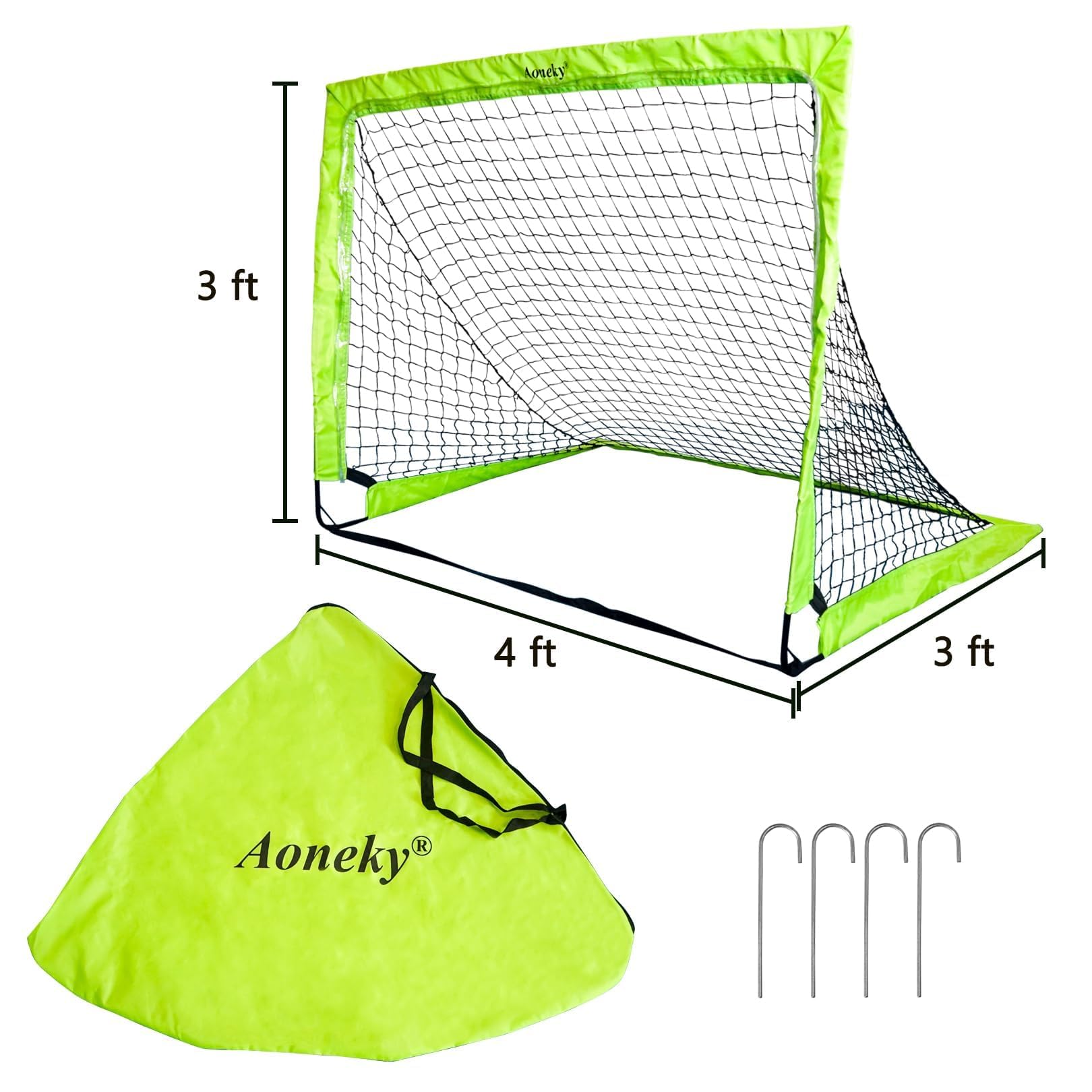 Aoneky 4x3ft LED Light Up Soccer Goal - Glow in The Dark Pop-up Soccer Net