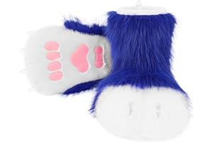 hbbhml Animal Fuzzy Slippers Bear Cat Wolf Dog Fox Fursuit Feet Paw Claw Shoes Furry Boots Costume Accessories for Adult Kids