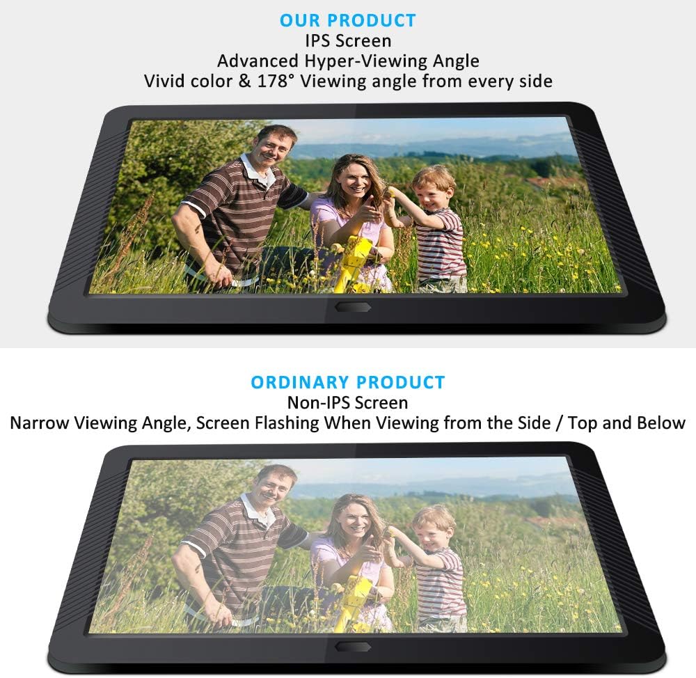 Digital Picture Frame 8 Inch Digital Photo Frame HD 1920X1080P with Remote Control 16:9 IPS Display Auto Slideshow Zoom Image Stereo Video Music Player Support USB SD Card 180° View Angle (Black) : Electronics